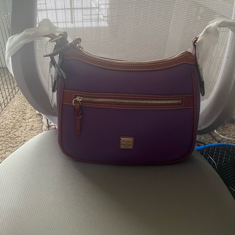Dooney & Bourke Purple Shoulder Bag with Gold Accents